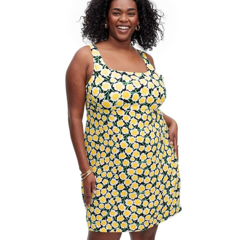 Diane Von Furstenberg 24 Target Collab 90s Poppy Floral Mini Dress‎ Yellow Green